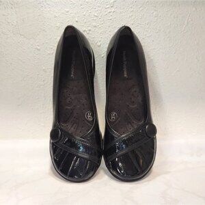 Hush Puppies Zero G‎ Sonnet Low Wedge Women's 6.5M Black Leather Casual Slip On